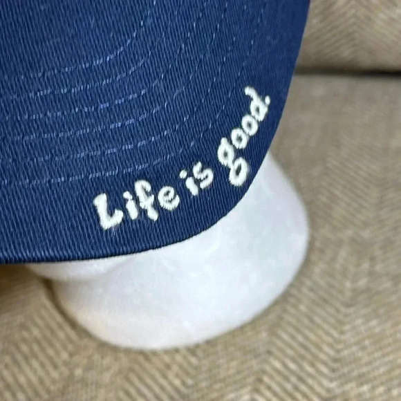 LIFE IS GOOD SNOW SKIING BALL CAP HAT BLUE ADJUSTABLE - Picture 2 of 5